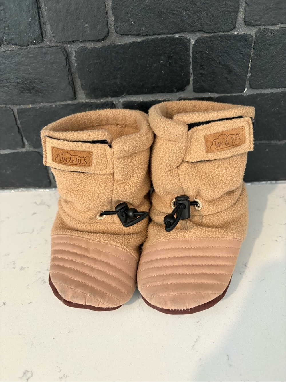 Tan Fleece Baby Booties